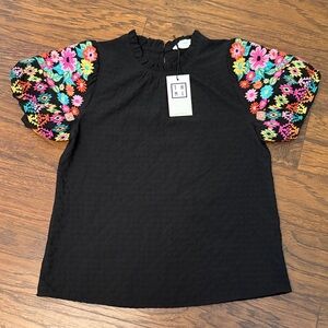 THML Embroidered Sleeve Top